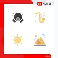 symboles d'icônes universelles groupe de 4 icônes plates modernes d'éléments de conception vectoriels modifiables de randonnée de saxophone de déchets de soleil de gaz vecteur