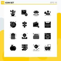 ensemble de 16 symboles d'icônes d'interface utilisateur modernes signes pour la dépression mondiale fleur triste échec éléments de conception vectoriels modifiables vecteur