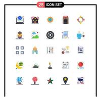 pack de 25 symboles universels de couleur plate d'aide home sweet home fire target éléments de conception vectoriels modifiables vecteur