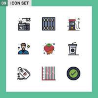 pack d'icônes vectorielles stock de 9 signes et symboles de ligne pour les éléments de conception vectoriels modifiables d'affaires de bureau de carburant alimentaire fraise vecteur