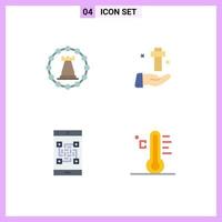 pack d'icônes plates de 4 symboles universels du château pâques tour célébration paiement éléments de conception vectoriels modifiables vecteur