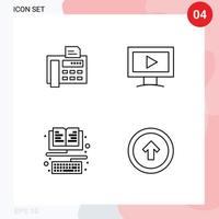 4 icônes créatives signes et symboles modernes de fax education fax machine vidéo flèche éléments de conception vectoriels modifiables vecteur