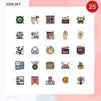 25 concept de couleur plate de ligne remplie pour les sites Web mobiles et les applications signent des éléments de conception vectoriels modifiables sur Internet pour les utilisateurs de remise en forme vecteur