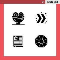 ensemble de 4 symboles d'icônes d'interface utilisateur modernes signes pour le petit déjeuner immobilier nourriture chevron diamant éléments de conception vectoriels modifiables vecteur