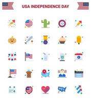 usa jour de l'indépendance ensemble plat de 25 pictogrammes usa de religion insigne usa aigle oiseau modifiable usa day vector design elements