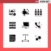 ensemble de 9 symboles d'icônes d'interface utilisateur modernes signes pour les fichiers de cartes éléments de conception vectoriels modifiables de données de nuage de blé vecteur