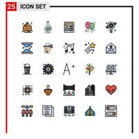 25 icônes créatives signes et symboles modernes d'idée partie document holi ballon éléments de conception vectoriels modifiables vecteur