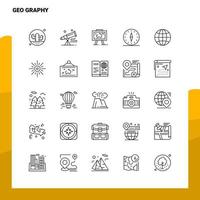 ensemble d'icônes de ligne géographique ensemble de 25 icônes conception de style minimalisme vectoriel icônes noires définies pack de pictogrammes linéaires