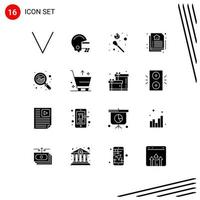 ensemble moderne de 16 glyphes et symboles solides tels que la recherche de panier correspond à la croissance des éléments de conception vectoriels modifiables réels vecteur