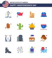 16 icônes créatives des états-unis signes d'indépendance modernes et symboles du 4 juillet de la crème américaine casquette américaine éléments de conception vectoriels américains modifiables vecteur