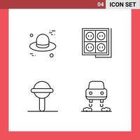 ensemble de 4 couleurs plates remplies commerciales pack pour chapeau hochet bâtiment socket jouet éléments de conception vectoriels modifiables vecteur