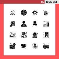 ensemble de 16 symboles d'icônes d'interface utilisateur modernes signes pour homme d'affaires équipement de relaxation miel cosmétiques éléments de conception vectoriels modifiables vecteur