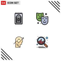 ensemble de 4 symboles d'icônes d'interface utilisateur modernes signes pour tapis masque humain peinture esprit éléments de conception vectoriels modifiables vecteur