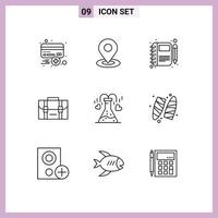 symboles d'icônes universels groupe de 9 contours modernes d'emplacement de sac de bureau éléments de conception vectoriels modifiables pour ordinateur portable vecteur