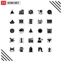 pack de 25 glyphes solides créatifs d'éléments de conception vectoriels modifiables en ligne vecteur