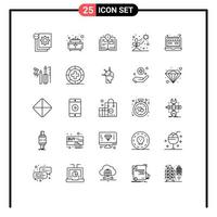 ensemble de 25 symboles d'icônes d'interface utilisateur modernes signes pour le magasin cultiver des éléments de conception vectoriels modifiables directs vecteur
