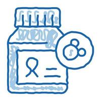 pilules contre le cancer doodle icône illustration dessinée à la main vecteur