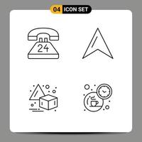 4 icônes créatives signes et symboles modernes de la rupture de la carte de contact horizontale à tout moment éléments de conception vectoriels modifiables vecteur