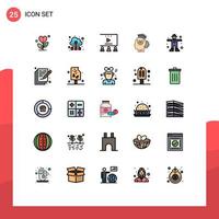 interface mobile ligne remplie couleur plate ensemble de 25 pictogrammes de gestion intelligente connaissance du trafic de données publicité vidéo éléments de conception vectoriels modifiables vecteur