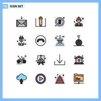 interface mobile ligne remplie de couleur plate ensemble de 16 pictogrammes d'éléments de conception vectoriels créatifs modifiables de charpentier scientifique de combiné prise verte vecteur