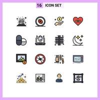 pack d'interface utilisateur de 16 lignes de base remplies de couleurs plates d'amour plâtre rugby scrum blessé charité éléments de conception vectoriels créatifs modifiables vecteur