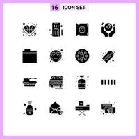 pack d'icônes vectorielles stock de 16 signes et symboles de ligne pour les éléments de conception vectoriels modifiables de la puce du processeur dj du téléphone à la main du parti vecteur