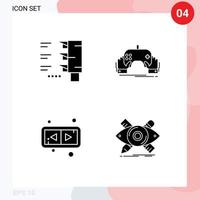 4 pack de glyphes solides de l'interface utilisateur de signes et symboles modernes de la circulation flip game entertainment design éléments de conception vectoriels modifiables vecteur