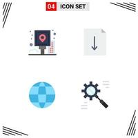 pack d'icônes plates de 4 symboles universels de city globe post télécharger des éléments de conception vectoriels modifiables d'entreprise vecteur