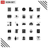 pack de glyphes solides de 25 symboles universels du jeu de puzzle public fort puzzle heureux éléments de conception vectoriels modifiables vecteur