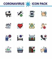 25 ensemble d'icônes d'urgence de coronavirus conception bleue telle que l'eau d'événement lavage médical soins de santé coronavirus viral 2019nov éléments de conception de vecteur de maladie