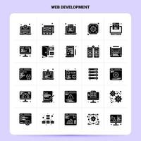 ensemble d'icônes de développement web solide 25 conception de style glyphe vectoriel icônes noires définies illustration vectorielle de conception d'idées commerciales web et mobiles