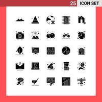 interface mobile glyphe solide ensemble de 25 pictogrammes d'éléments de conception vectoriels modifiables de réseau de technologie routière de matériel informatique vecteur