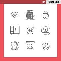 9 icônes créatives signes et symboles modernes d'appareils électroménagers commerciaux calculatrice maison vacances éléments de conception vectoriels modifiables vecteur