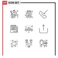 9 icônes créatives signes et symboles modernes du plan de mode liste mobile éléments de conception vectoriels modifiables compétitifs vecteur