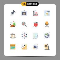 interface mobile ensemble de 16 pictogrammes de travail de conception de travail aérien d'aventure nocturne pack modifiable d'éléments de conception de vecteur créatif