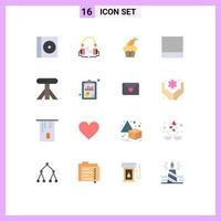 pack de 16 symboles universels de couleur plate d'analyse tasse de meubles grille de salle à manger pack modifiable d'éléments de conception de vecteur créatif