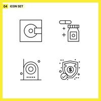 pack de 4 signes et symboles modernes de couleurs plates remplies pour les supports d'impression Web tels que les appareils appareils produits éléments de conception vectoriels modifiables électroniques pluvieux vecteur