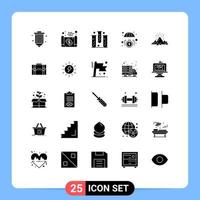 25 pack de glyphes solides d'interface utilisateur de signes et symboles modernes d'investissement fonds argent santé fitness éléments de conception vectoriels modifiables vecteur