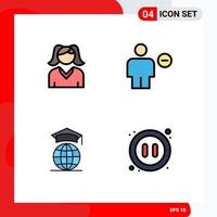 4 icônes créatives signes et symboles modernes d'avatar internet féminin diplôme humain éléments de conception vectoriels modifiables vecteur