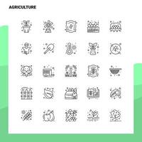ensemble d'icônes de ligne agricole ensemble de 25 icônes vectorielles conception de style minimalisme icônes noires définies pack de pictogrammes linéaires vecteur