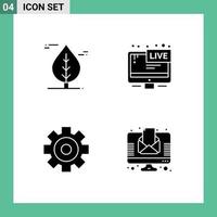 pack d'interface utilisateur de 4 glyphes solides de base d'éléments de conception vectoriels éditables multimédia en direct tv vecteur