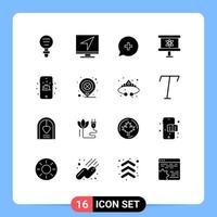 pack de 16 signes et symboles de glyphes solides modernes pour les supports d'impression Web tels que l'atome de message de la carte spatiale nouveaux éléments de conception vectoriels modifiables vecteur