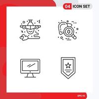 4 icônes créatives signes et symboles modernes du virus de l'avion moniteur d'hépatite cardiaque éléments de conception vectoriels modifiables vecteur