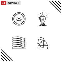 ensemble de 4 symboles d'icônes d'interface utilisateur modernes signes pour la construction d'horloge pièce d'horlogerie gagner des éléments de conception vectoriels modifiables de bureau vecteur