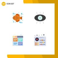 4 signes d'icônes plates universelles symboles de processus de formulaire de maladie de film de poisson éléments de conception vectoriels modifiables vecteur