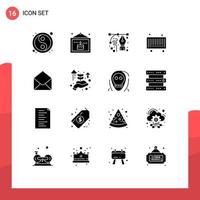 16 concept de glyphe solide pour sites Web mobiles et applications sms code à barres image stylo barre éléments de conception vectoriels modifiables vecteur