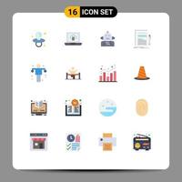 pack de 16 signes et symboles de couleurs plates modernes pour les supports d'impression Web tels que la présentation d'exercices émotion document papier pack modifiable d'éléments de conception de vecteur créatif