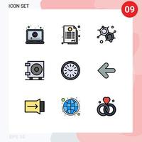 9 concept de couleur plate fillline pour les sites Web mobiles et les applications horodateur traiter les éléments de conception vectoriels modifiables en espèces vecteur