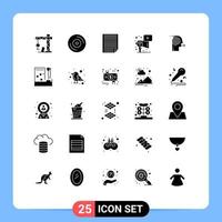 pack de 25 signes et symboles de glyphes solides modernes pour les supports d'impression Web tels que les solutions de concentration d'effort page play marketing éléments de conception vectoriels modifiables vecteur