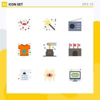 groupe de 9 signes et symboles de couleurs plates pour les éléments de conception vectoriels modifiables de marque de conception de prix d'impression de beauté vecteur